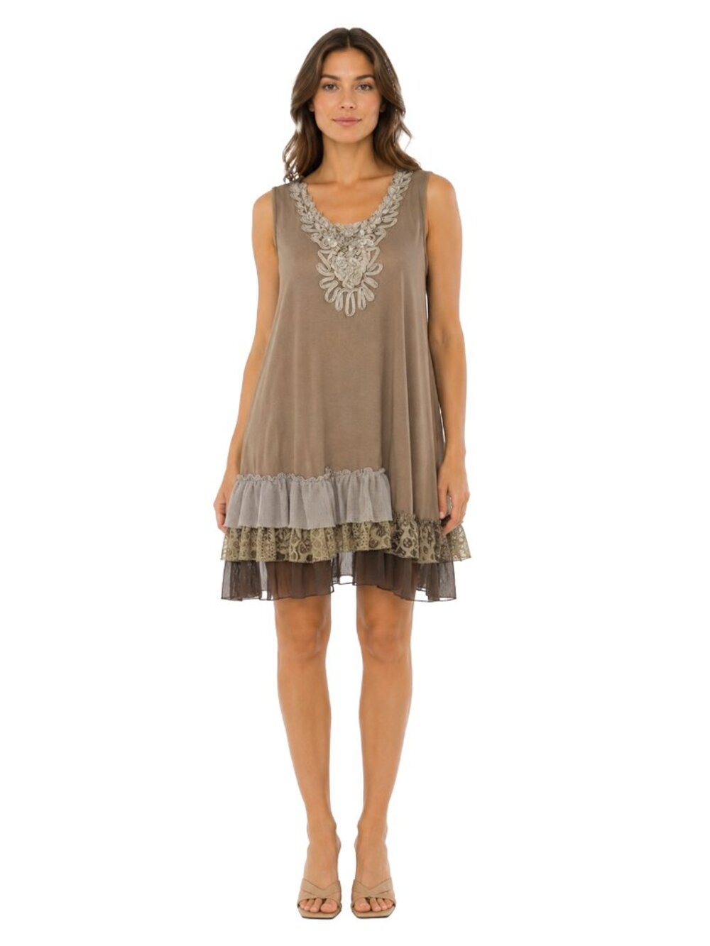 Vintage Pretty Angel Lace Ruffle Boho Fairy Dress Size Large Cottagecore